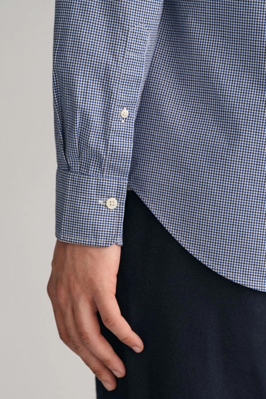 Mann Gant Hverdagsskjorter | Reg Poplin Micro Check Shirt,College Blue