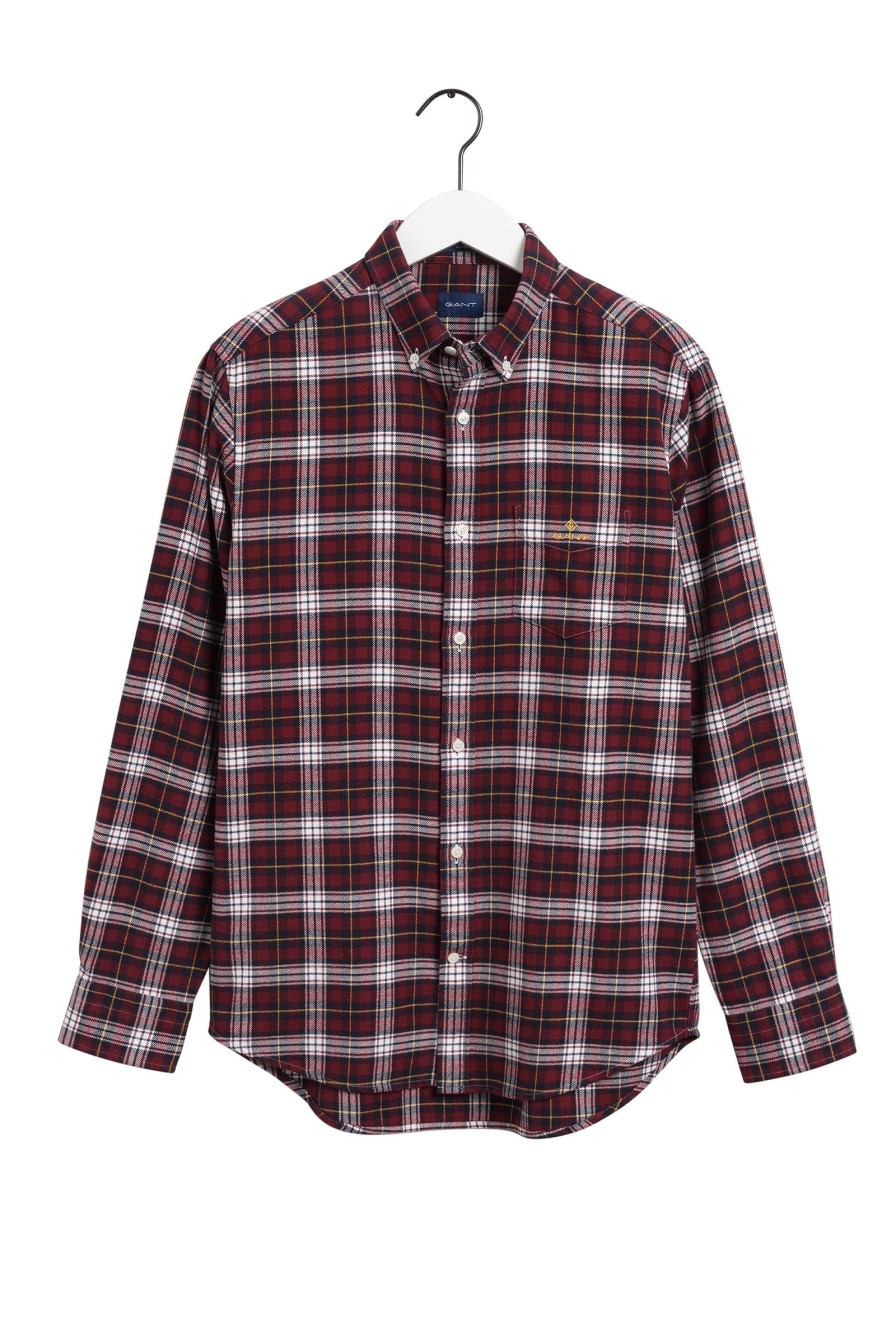 Mann Gant Skjorter | D2. Reg Flannel Check Bd,Rod Monstret
