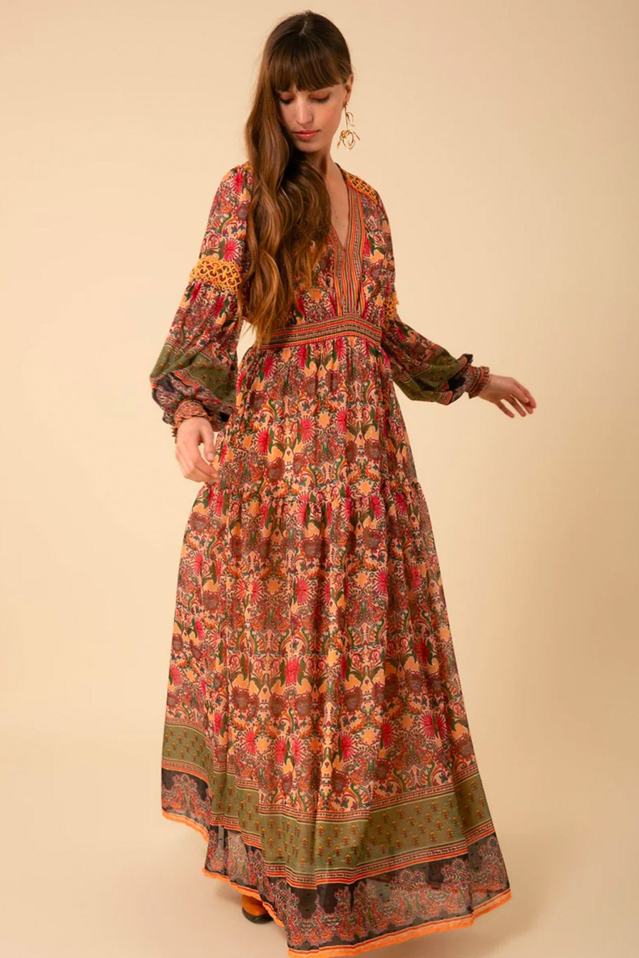 Kvinne Hale Bob Festkjoler | Albane Lurex Jacquard Chiffon Maxi Dress,Peach