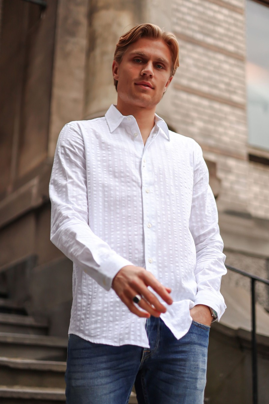 Mann Samsøe Samsøe Hverdagsskjorter | Liam Fx 14247,Bright White