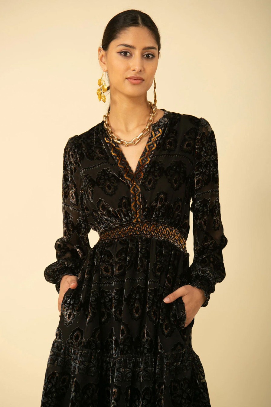 Kvinne Hale Bob Festkjoler | Camila Velvet Burnout Dress,Black