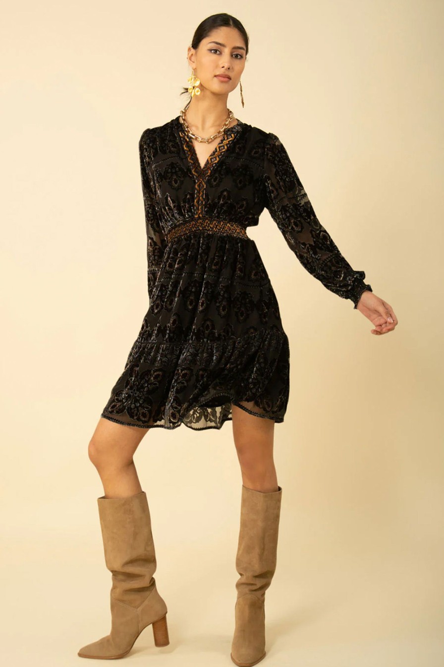 Kvinne Hale Bob Festkjoler | Camila Velvet Burnout Dress,Black