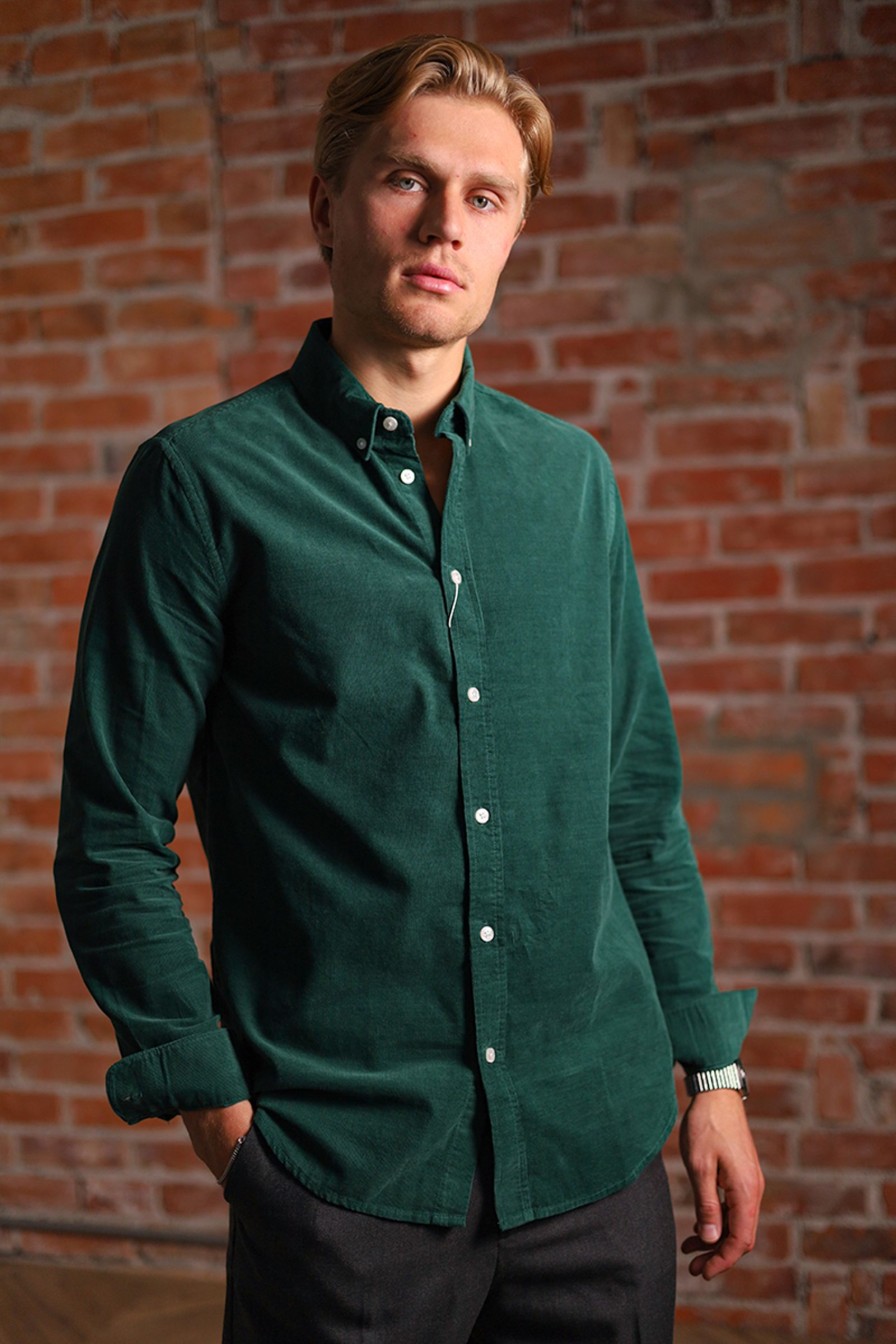 Mann Samsøe Samsøe Hverdagsskjorter | Liam Bx Shirt 10504,Mork Gronn