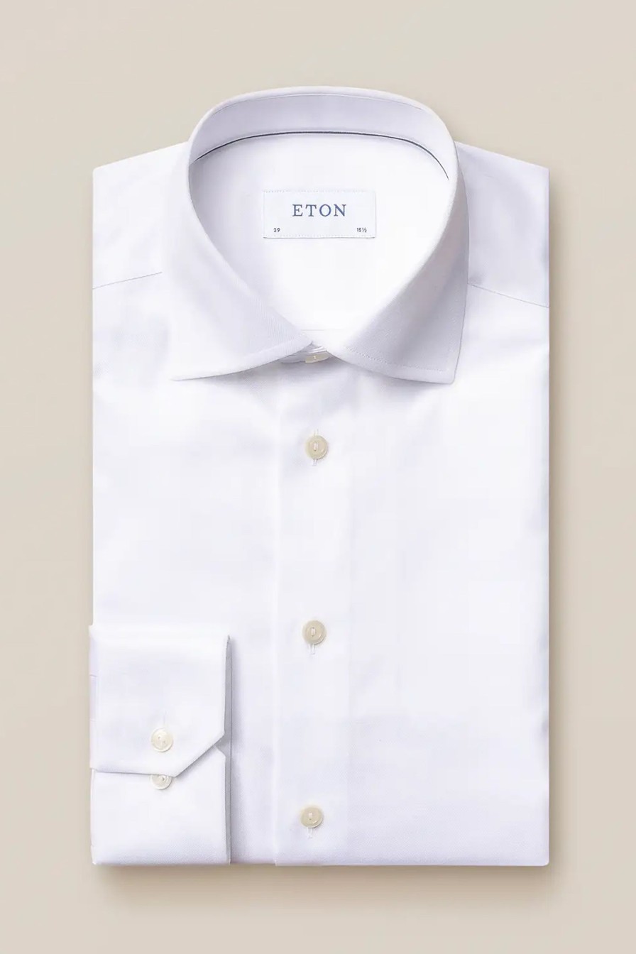 Mann Eton Skjorter | White Signature Twill Shirt Slim,Hvit