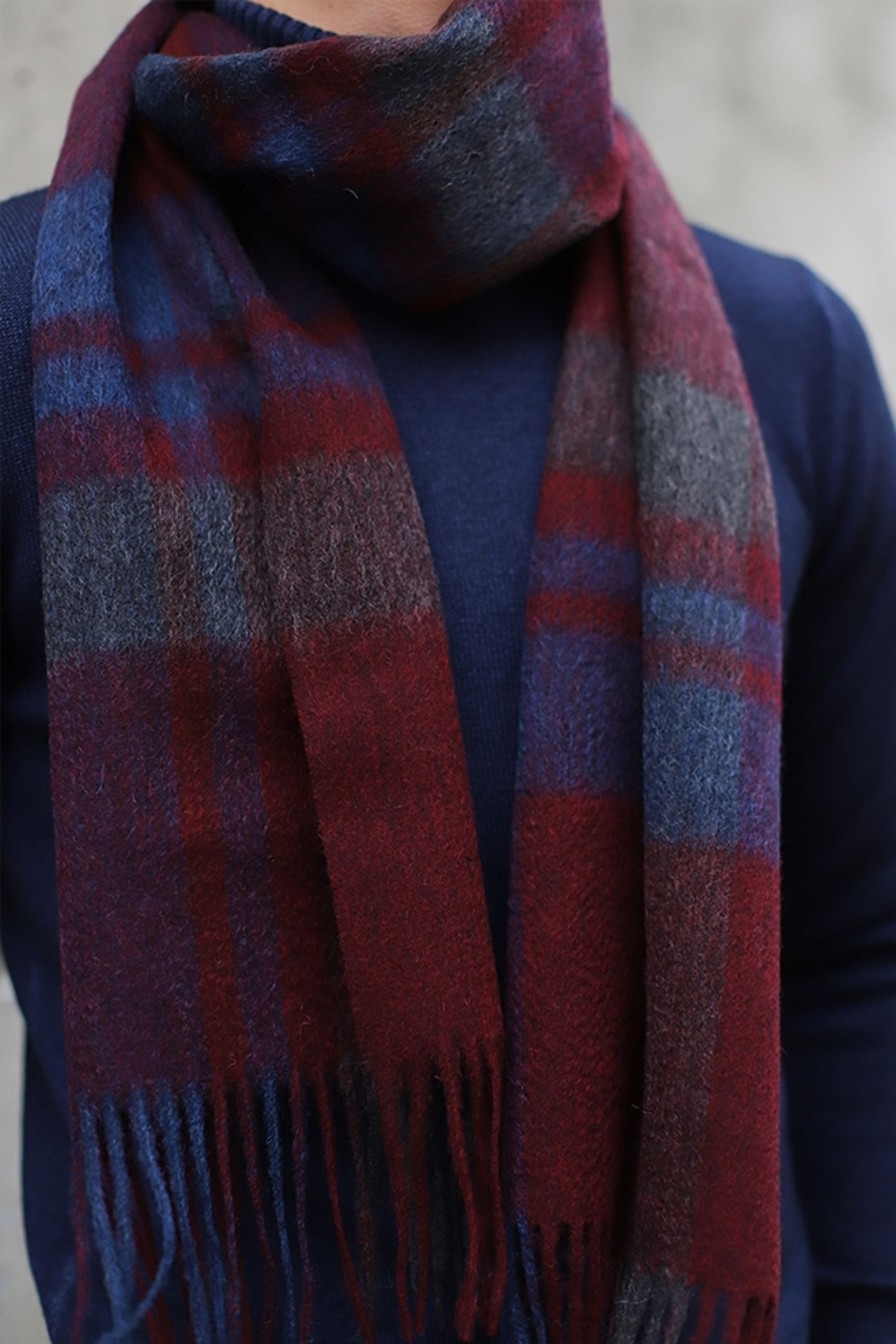 Mann Lacrosse Skjerf Og Torkler | Classic Check Scarf,Burgunder