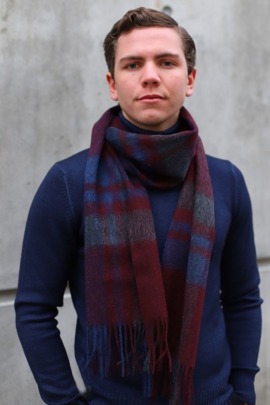 Mann Lacrosse Skjerf Og Torkler | Classic Check Scarf,Burgunder