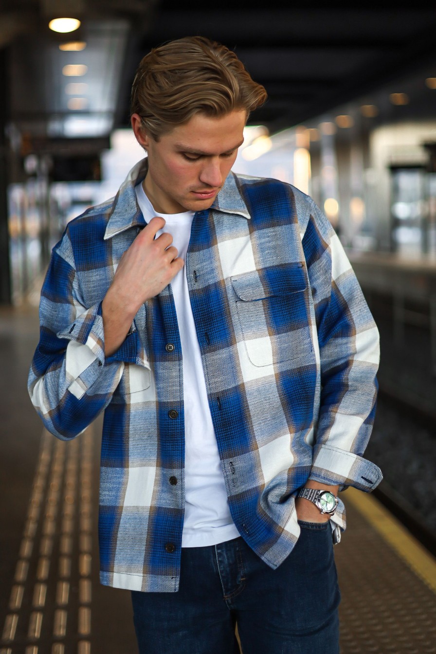 Mann Samsøe Samsøe Hverdagsskjorter | Castor H Shirt 14683,Dazzling Blue Ch.