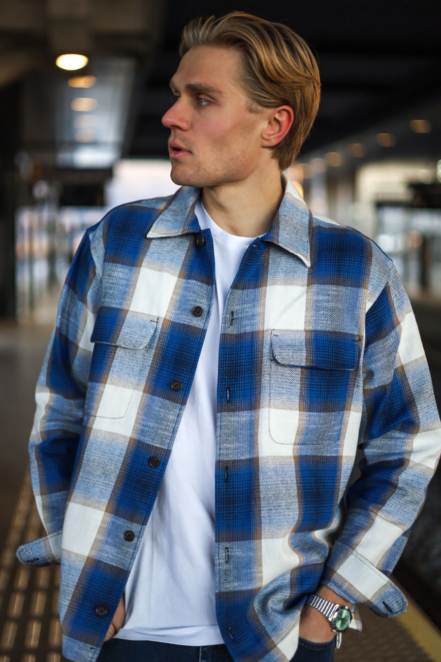 Mann Samsøe Samsøe Hverdagsskjorter | Castor H Shirt 14683,Dazzling Blue Ch.