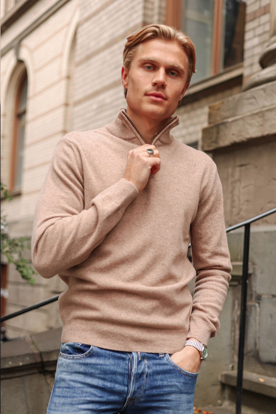 Mann Lacrosse Zip-Gensere | Half-Zip,Beige