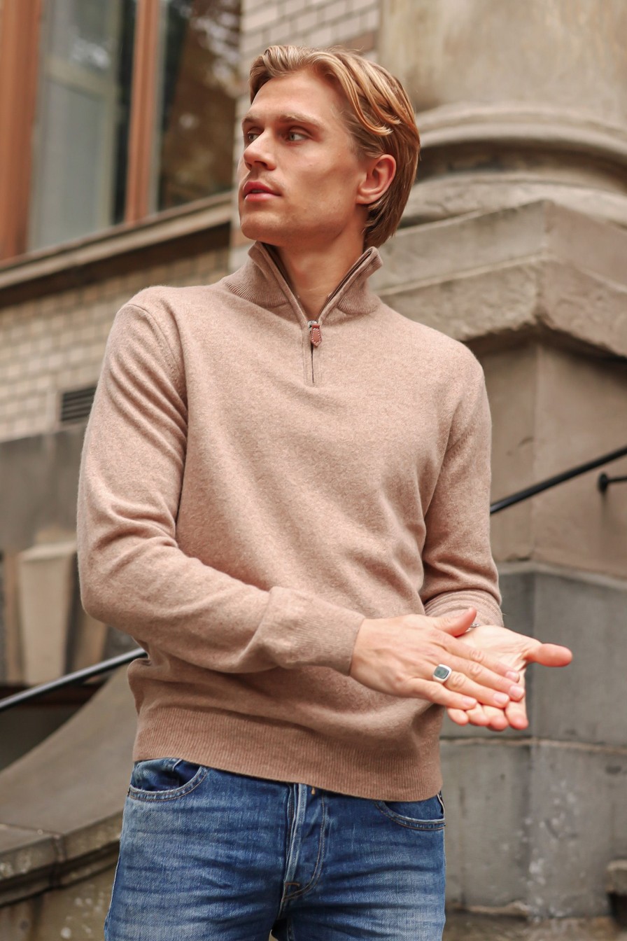 Mann Lacrosse Zip-Gensere | Half-Zip,Beige