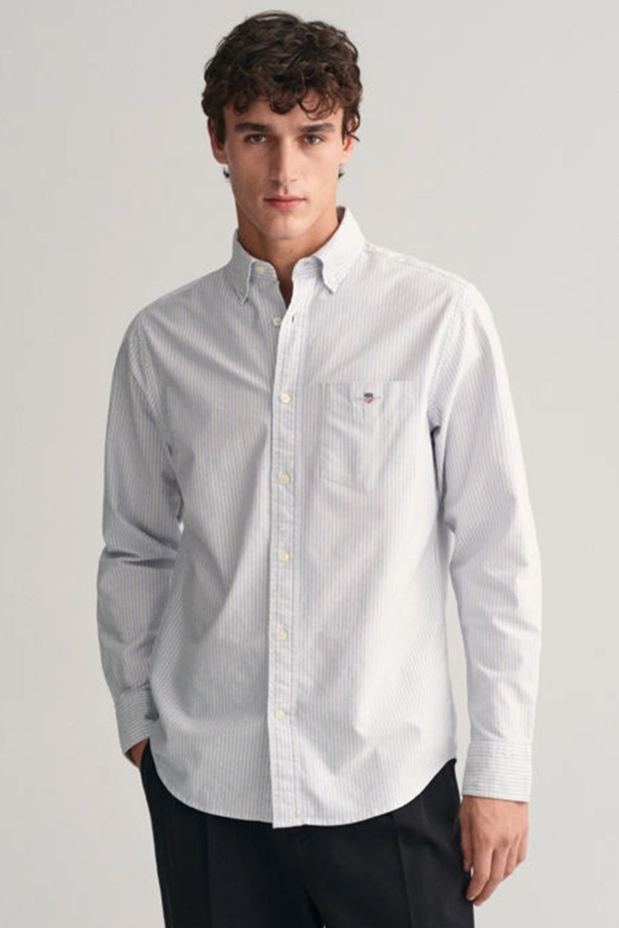 Mann Gant Hverdagsskjorter | Regular Oxford Banker Stripe Shirt,Light Blue