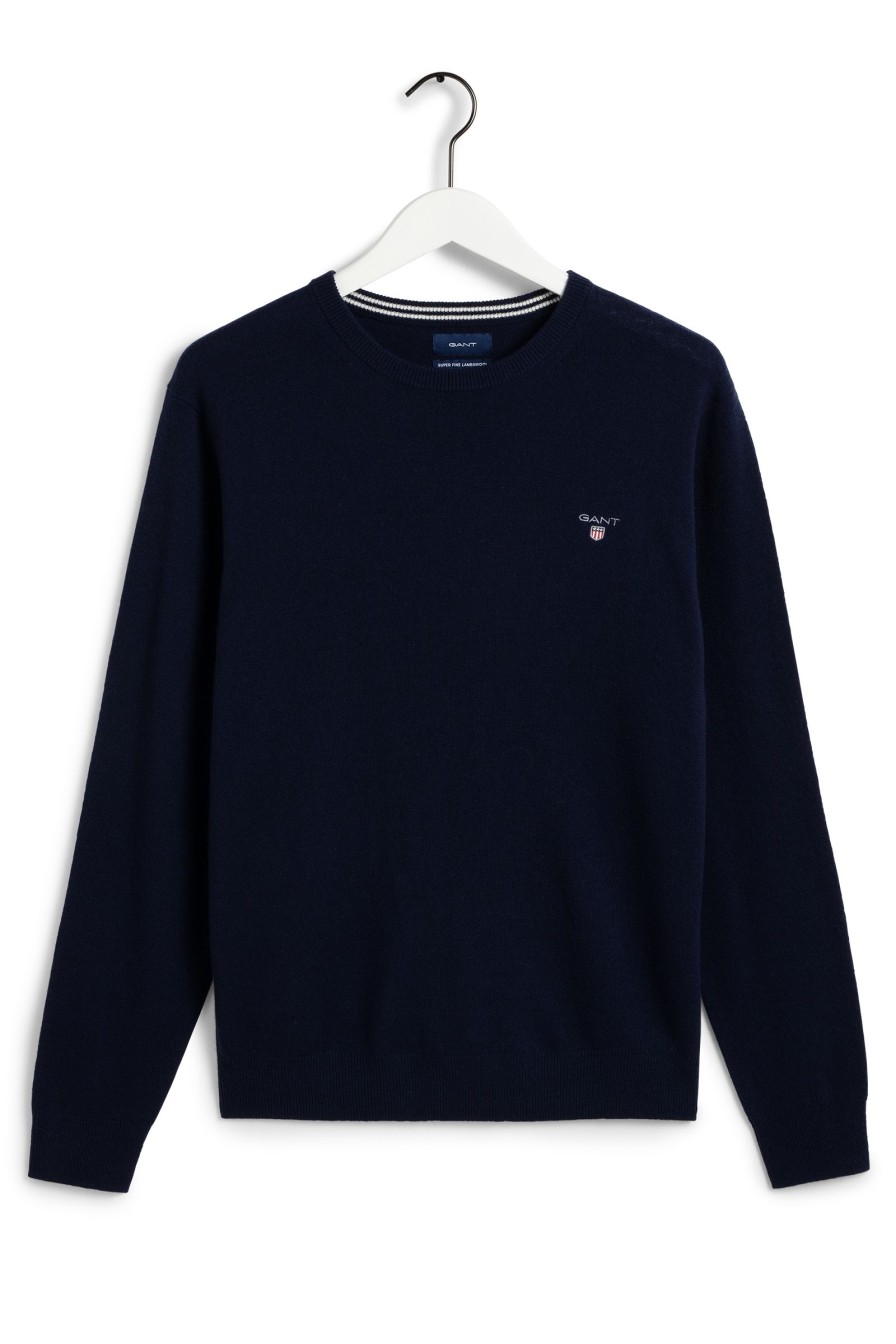 Mann Gant Gensere | Superfine Lambswool Crewneck Sweater,Mork Bla