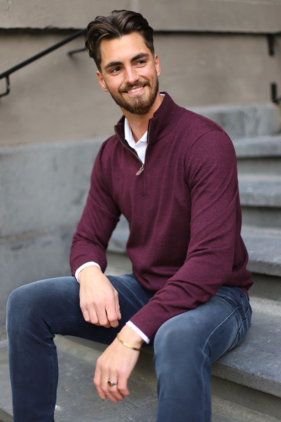 Mann Lacrosse Zip-Gensere | Half-Zip,Burgunder