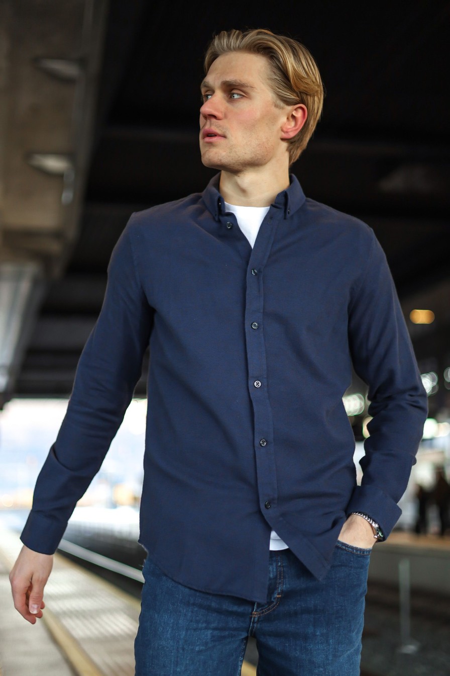 Mann Samsøe Samsøe Hverdagsskjorter | Liam Bx Shirt 14039,Mork Bla
