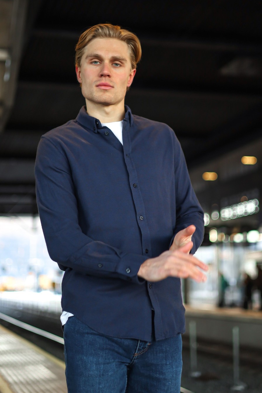 Mann Samsøe Samsøe Hverdagsskjorter | Liam Bx Shirt 14039,Mork Bla