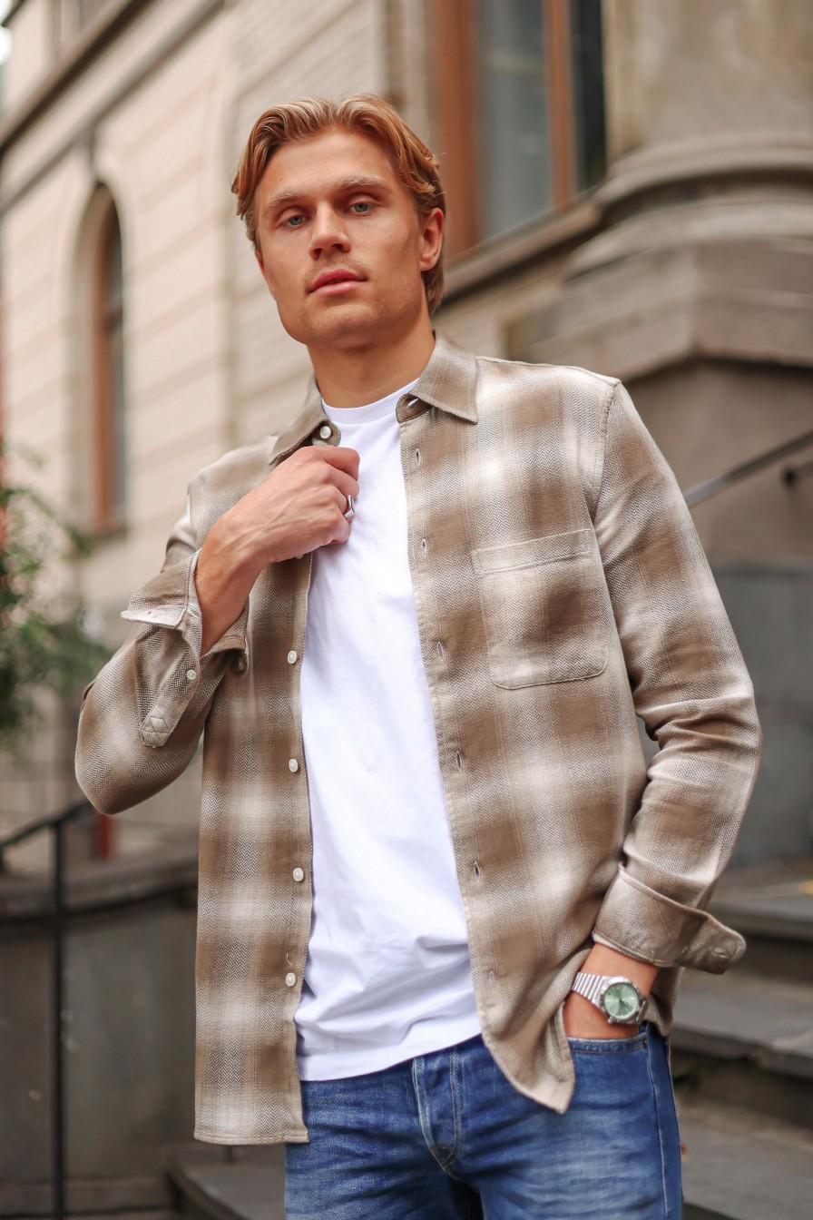 Mann Samsøe Samsøe Hverdagsskjorter | Liam Ff Shirt,Beige
