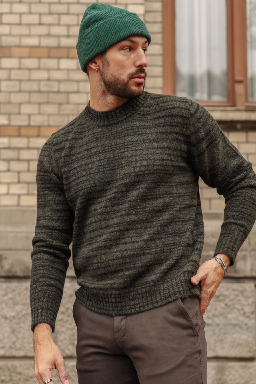 Mann JOHNNYLOVE Gensere | Mike Striped,Gronn Stripet